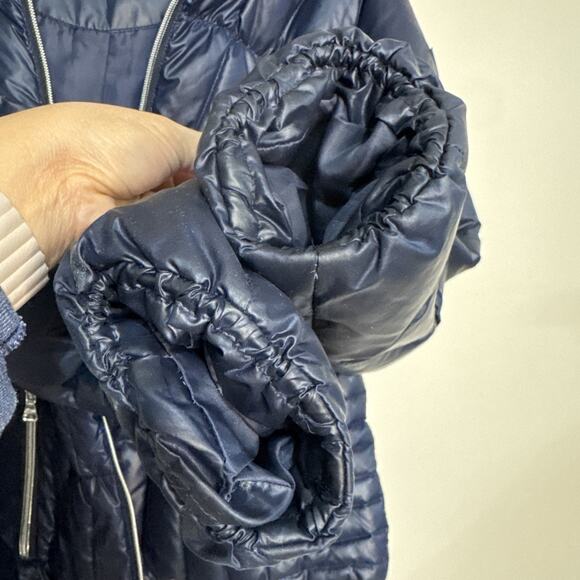 Guess Womens Jacket Quilted Puffer Insulated Zip Front Mock Collar Navy Blue M - Picture 4 of 16